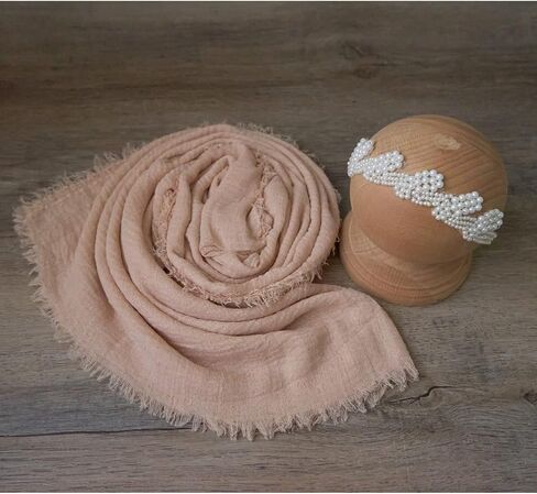 Zeroest Newborn Photo Props Hat Blanket Photography for Babies Cloth Wrap Hats Set Baby Boy Girl Photo Shoot Outfits (Beige White) in Saudi Arabia