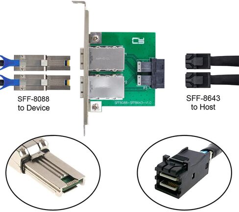 Xiwai المزدوج منافذ Mini SAS HD SFF-8644 إلى داخلي صغير SAS SFF-8087 PCBA شاحن أنثي مع قوس منخفض in Kuwait