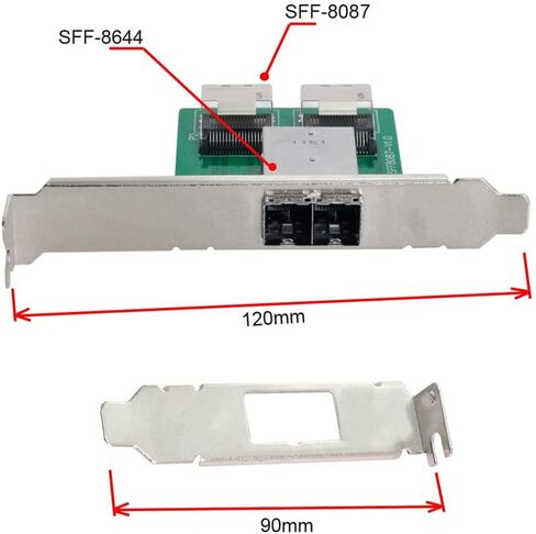 Xiwai المزدوج منافذ Mini SAS HD SFF-8644 إلى داخلي صغير SAS SFF-8087 PCBA شاحن أنثي مع قوس منخفض in Kuwait