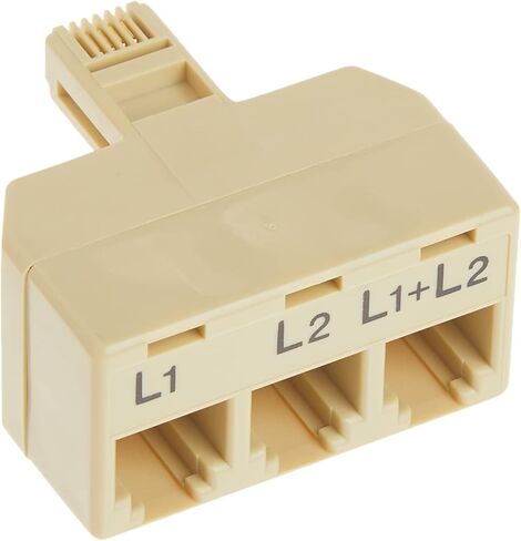 C2G Legrand Telephone Splitter, Two Line Splitter with NEMA Type B Connector for Smartphone Devices, Male to Female Two Line Adapter, Ivory Phone Line Splitter, 1 Count, C2G 41062 in Kuwait