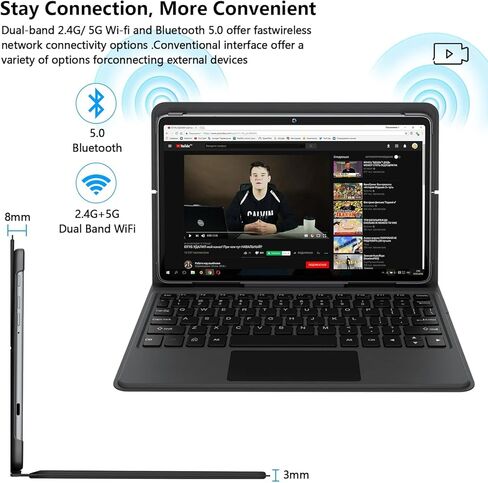 ZONKO 2023 Newest 2 in 1 Tablet 4GB+128 Storage+512GB Expand 10 inch Android 11, Octa Core Processor, HD Touchscreen,13MP Dual Camera, GMS Tablet with Detachable Keyboard in Kuwait