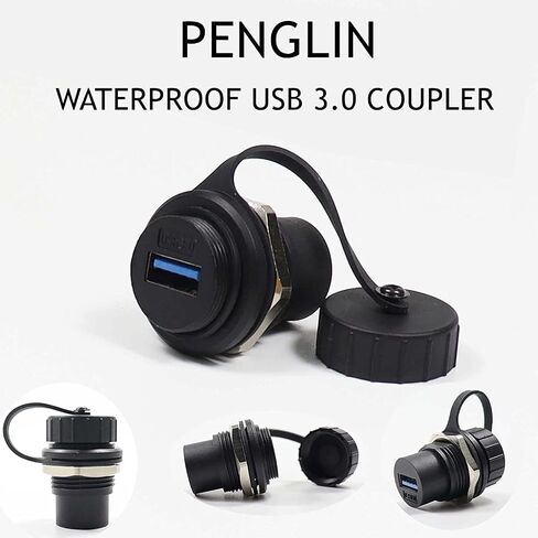 PENGLIN 2PCS Waterproof USB 3.0 Panel Mount Coupler, IP67 USB Pass Through Connector, Female to Female Bulkhead Extension Adapter | 5Gbps Rapid Data Transfer,IP67 Waterproof USB 3.0 Bulkhead Couple,Plug & Play Operation in Saudi Arabia