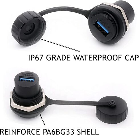 PENGLIN 2PCS Waterproof USB 3.0 Panel Mount Coupler, IP67 USB Pass Through Connector, Female to Female Bulkhead Extension Adapter | 5Gbps Rapid Data Transfer,IP67 Waterproof USB 3.0 Bulkhead Couple,Plug & Play Operation in Saudi Arabia