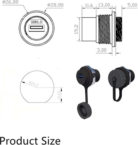 PENGLIN 2PCS Waterproof USB 3.0 Panel Mount Coupler, IP67 USB Pass Through Connector, Female to Female Bulkhead Extension Adapter | 5Gbps Rapid Data Transfer,IP67 Waterproof USB 3.0 Bulkhead Couple,Plug & Play Operation in Saudi Arabia