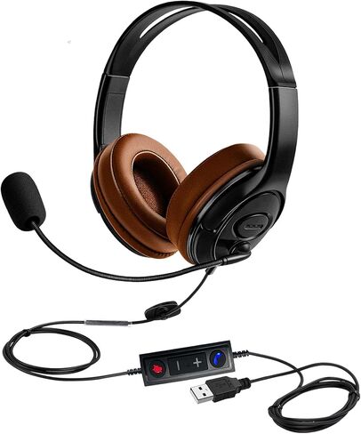 سماعة راس USB مع ميكروفون بخاصية الغاء الضوضاء، سماعة راس ستيريو للكمبيوتر واللاب توب مع ميكروفون كتم الصوت متوافقة مع تيمز زووم وسكايب يو سي سوفتفونز للمنزل والمكتب والعمل والدراسة عبر الانترنت، in Kuwait
