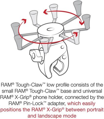 RAM MOUNTS X-Grip Large Phone Mount with Low-Profile RAM Tough-Claw RAM-HOL-UN10-400-2U for Rails 0.625" to 1.14" in Diameter in Saudi Arabia