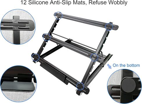 حامل كمبيوتر محمول WELZK 12 من السيليكون المضاد للانزلاق، حامل معدني محمول كبير مقاس 13.4 × 11.5 بوصة. يستخدم على نطاق واسع لحامل لوحة الإضاءة، وحامل لوحة الإضاءة، وحامل اللوحة الماسية، وحامل التتبع، إلخ in Kuwait