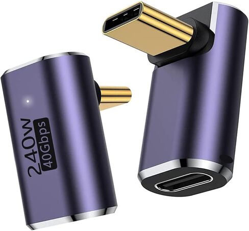 YUNKOZAND USB C 90 Degree Adapter,USB C Right Angle Adapter with 40 Gbps PD 240W 8K@60hz Video Charge,Compatible for MacBook Pro/Air,Steam Deck,Switch,VR and More Type C Devices (B-2 Pack) in Saudi Arabia