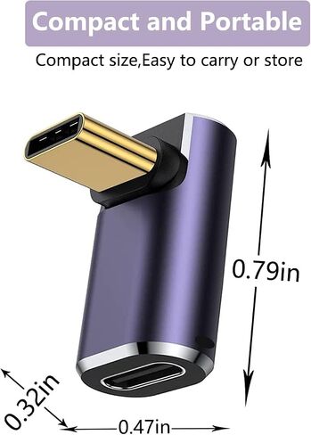 YUNKOZAND USB C 90 Degree Adapter,USB C Right Angle Adapter with 40 Gbps PD 240W 8K@60hz Video Charge,Compatible for MacBook Pro/Air,Steam Deck,Switch,VR and More Type C Devices (B-2 Pack) in Saudi Arabia