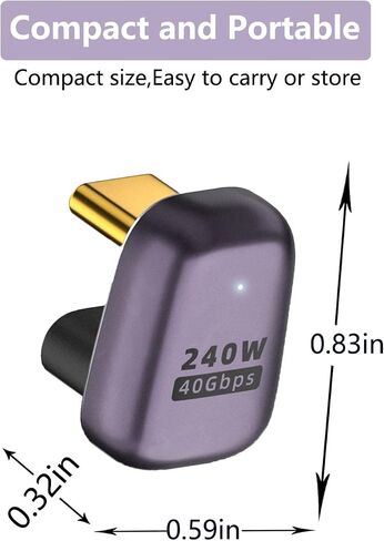 YUNKOZAND USB C 90 Degree Adapter,USB C Right Angle Adapter with 40 Gbps PD 240W 8K@60hz Video Charge,Compatible for MacBook Pro/Air,Steam Deck,Switch,VR and More Type C Devices (B-2 Pack) in Saudi Arabia