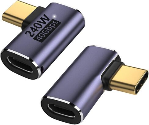 YUNKOZAND USB C 90 Degree Adapter,USB C Right Angle Adapter with 40 Gbps PD 240W 8K@60hz Video Charge,Compatible for MacBook Pro/Air,Steam Deck,Switch,VR and More Type C Devices (B-2 Pack) in Saudi Arabia