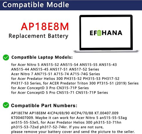 AP18E8M AP18E7M Battery for Acer Nitro 5 AN515-44 AN515-44-R99Q AN515-55 AN515-52 AN515-43 AN515-45 AN517-52 Nitro 7 AN715-51 Aspire 7 A715-74G-7511 Predator Helios 300 PH315-52 PH315-53 PH317-53 in Saudi Arabia
