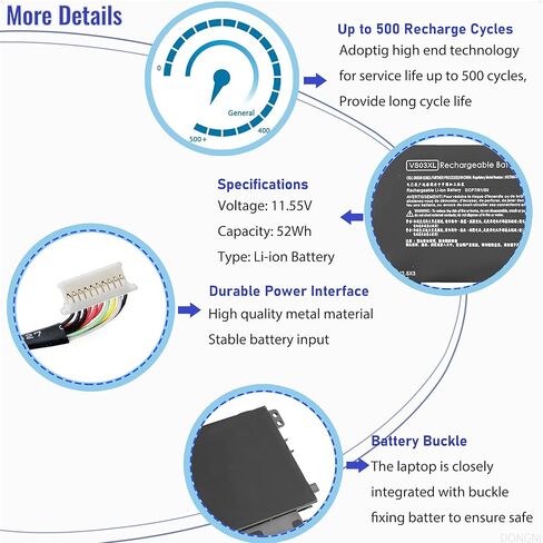 DONGNI VS03XL بطارية لجهاز HP Envy 15T-AS000 15T-AS100 15-AS000 15-AS100 15-AS133CL 15-AS020NR 15-AS043CL 15-AS068NR 15-AS091MS 15-AS152NR 15-AS109TU HSTNN-UB6Y 849313 -850 849047-541 كمبيوتر محمول in Kuwait