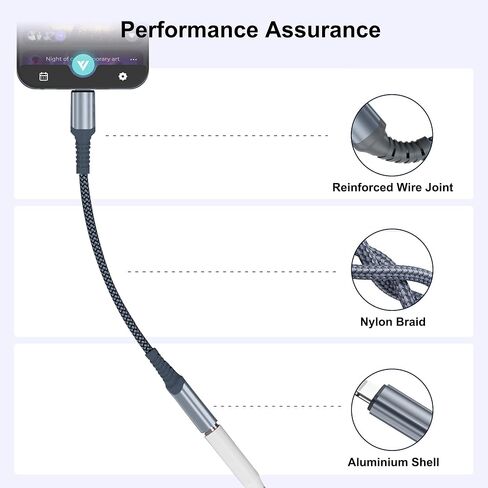 محول مقبس سماعة الرأس Basesailor iPhone Lightning إلى 3.5 مم، محول صوت Apple مضفر من النايلون المعتمد من MFI إلى Aux Dongle لهاتف iPhone 14 13 12 11 Plus Pro Max SE Xs Xr X 8 7، iPad 8th 9 الجيل التاسع in Kuwait