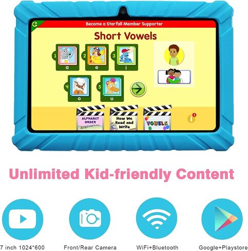 Contixo Kids Tablet Bundle V8, 7-inch HD, Ages 3-7 Toddler Learning Tablet with Camera, WiFi, Parental Control & Kid Safe Bluetooth On The Ear Headphones Bundle Purple, Perfect for Back to School in Saudi Arabia