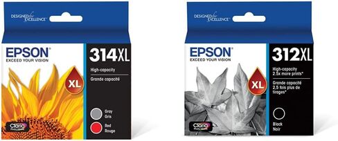 حبر EPSON 314 Claria Photo HD عالي السعة (T314XL922-S) يعمل مع Expression Photo XP-15000، رمادي/أحمر in Kuwait