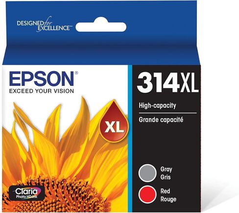 حبر EPSON 314 Claria Photo HD عالي السعة (T314XL922-S) يعمل مع Expression Photo XP-15000، رمادي/أحمر in Kuwait