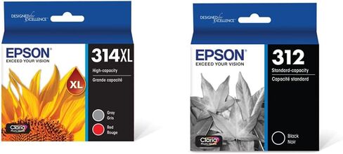 حبر EPSON 314 Claria Photo HD عالي السعة (T314XL922-S) يعمل مع Expression Photo XP-15000، رمادي/أحمر in Kuwait