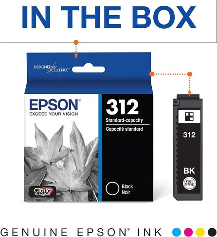 حبر EPSON 314 Claria Photo HD عالي السعة (T314XL922-S) يعمل مع Expression Photo XP-15000، رمادي/أحمر in Kuwait