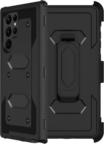 RubCase for Samsung Galaxy S22 Ultra Case with Belt Clip Holster, 2X Glass Screen Protector, Heavy Duty Military Grade Full Body Shockproof Rugged Protective Cover for Samsung S22 Ultra 5G in Kuwait