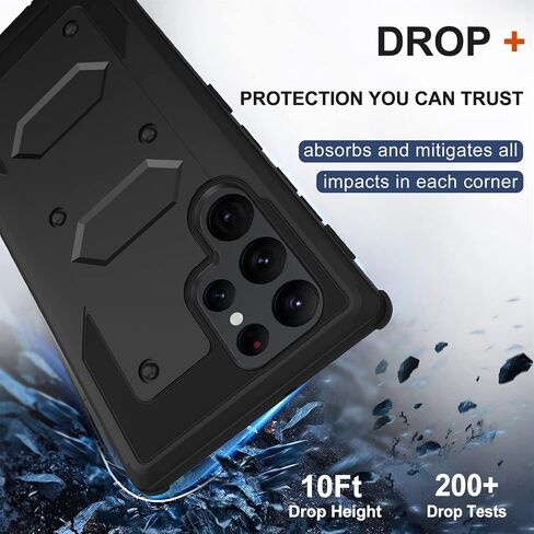 RubCase for Samsung Galaxy S22 Ultra Case with Belt Clip Holster, 2X Glass Screen Protector, Heavy Duty Military Grade Full Body Shockproof Rugged Protective Cover for Samsung S22 Ultra 5G in Kuwait