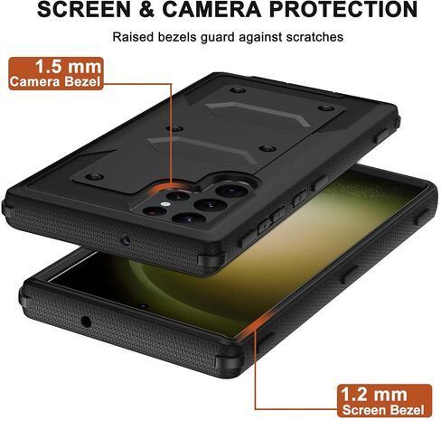RubCase for Samsung Galaxy S22 Ultra Case with Belt Clip Holster, 2X Glass Screen Protector, Heavy Duty Military Grade Full Body Shockproof Rugged Protective Cover for Samsung S22 Ultra 5G in Kuwait