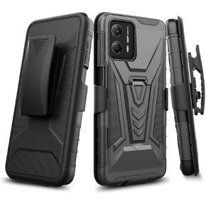 for Motorola Moto G 5G (2023) - Shockproof Phone Case w/Belt Clip Holster - VX Black in Kuwait