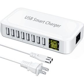 محطة شحن USB، محطة شحن USB Ziwodiv ذات 8 منافذ 60 وات/12 أمبير، محور شحن USB-A متعدد المنافذ مع شاشة LED، شاحن سطح مكتب مدمج لأجهزة متعددة، iPhone iPad Samsung Android والكمبيوتر اللوحي in Kuwait