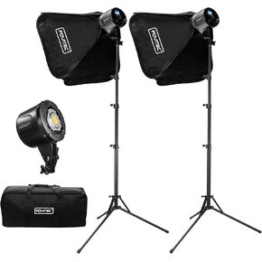 Fovitec LümNX 80W COB 2-Light Softbox Kit، إضاءة LED مستمرة مع لون متوازن لضوء النهار 5600K، CRI 95+ مع موزع وحقيبة حمل لإضاءة الفيديو in Kuwait