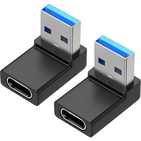 محول GELRHONR USB إلى USB C 90 درجة، زاوية قائمة USB A ذكر إلى موصل أنثى من النوع C يدعم جوانب أحادية الاتجاه 5 جيجابت في الثانية ونقل البيانات، لأجهزة الكمبيوتر المحمولة والهاتف والكمبيوتر الشخصي (أسود 2 يمين) in Saudi Arabia