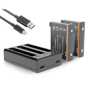 اكت زون بطاريتان وقاعدة شحن USB كويك 3 قنوات لبطارية كاميرا انستا 360 ون X3 (غير مقاومة للماء) in Kuwait