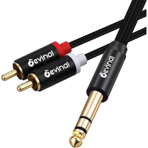 Devinal 1/4" inch TRS to RCA Y Splitter Cable, 6.35mm Stereo to 2 RCA Phono Insert Cable, Dual RCA to Quarter inch Audio Breakout Cable Cord 5 feet/ 1.5 Meters in Saudi Arabia