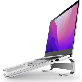 حامل كمبيوتر محمول MMOBIEL - حامل كمبيوتر محمول من 10 إلى 18 بوصة - حامل كمبيوتر محمول عالمي مزود بفتحات تهوية - حامل كمبيوتر محمول للمكتب متوافق مع أجهزة MacBook وNotebook وASUS والمزيد - متضمن. الأدوات - الألومنيوم