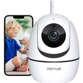كاميرا NETVUE الداخلية، 1080P FHD 2.4 جيجا هرتز واي فاي، كشف الإنسان بالذكاء الاصطناعي، كاميرا منزلية صوت ثنائي الاتجاه، كاميرا أمان داخلية رؤية ليلية، تخزين سحابي/بطاقة TF in Kuwait