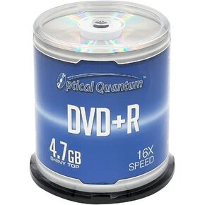 Optical Quantum 16X 4.7 GB DVD+R Blank Media Silver Top, 100-Disc Spindle OQDPR16ST-BX