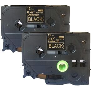 NEOUZA 2PK Compatible for Brother P-Touch Laminated TZe TZ Label Tape Cartridge 12mm x 8m (TZ-134 TZe-134 Gold on Clear) in Saudi Arabia