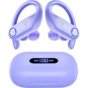 occiam Wireless Earbuds Bluetooth Headphones 130H Playback 4 Mics Clear Call Waterproof 2200mAh Charging Case in-Ear Ear Buds Earphones with Earhooks for Sports Running Workout-STADOR (Purple) in Kuwait