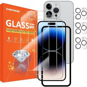 seninhi [3+3 عبوات] واقي شاشة iPhone 15 Pro MAX 3 عبوات + واقي عدسة الكاميرا 3 عبوات، واقي شاشة من الزجاج المقسى [مع إطار سهل التركيب] [صلابة 9H] [مضاد للخدش] [خالٍ من الفقاعات] - شفاف in Kuwait