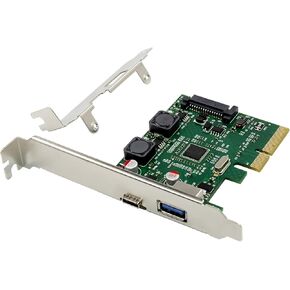 HINYSENO PCI-E USB 3.1 Gen II 10Gpbs PCI Express Card Type-C + Type-A 2-Port PCIe Expansion Adapter Card in Kuwait