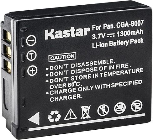 استبدال شاحن USB نحيف Kastar LCD لباناسونيك CGA-S007، CGA-S007A، CGR-S007، CGAS007 وباناسونيك DMC-TZ1 DMC-TZ2 DMC-TZ3 DMC-TZ4 DMC-TZ5 DMC-TZ11 DMC-TZ15 DMC-TZ50 كاميرا رقمية in Saudi Arabia