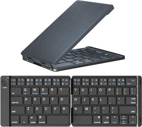 Gimibox Foldable Bluetooth Keyboard, Wireless Folding Keyboard, Full Size Ultra Slim Keyboard with Rechargeable Li-ion Battery, Compatible for iOS/Android/Windows/Smartphone Tablet and Laptop in Saudi Arabia