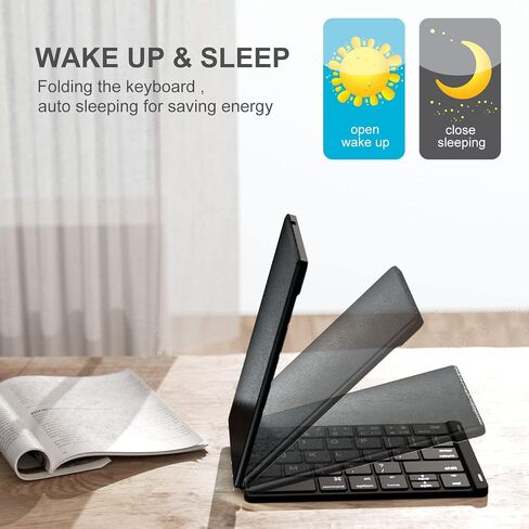 Gimibox Foldable Bluetooth Keyboard, Wireless Folding Keyboard, Full Size Ultra Slim Keyboard with Rechargeable Li-ion Battery, Compatible for iOS/Android/Windows/Smartphone Tablet and Laptop in Saudi Arabia