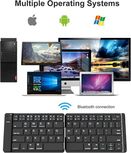 Gimibox Foldable Bluetooth Keyboard, Wireless Folding Keyboard, Full Size Ultra Slim Keyboard with Rechargeable Li-ion Battery, Compatible for iOS/Android/Windows/Smartphone Tablet and Laptop in Saudi Arabia