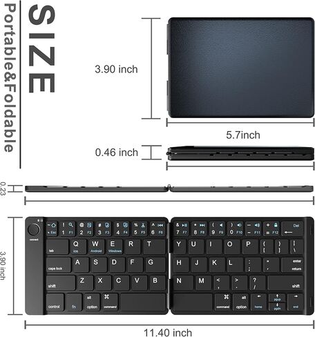 Gimibox Foldable Bluetooth Keyboard, Wireless Folding Keyboard, Full Size Ultra Slim Keyboard with Rechargeable Li-ion Battery, Compatible for iOS/Android/Windows/Smartphone Tablet and Laptop in Saudi Arabia