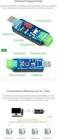 كولويل محول USB صناعي الى RS485 ثنائي الاتجاه RS485 الى USB، محول اصلي FT232RL وSP485EEN in Saudi Arabia