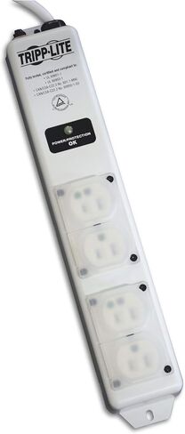 Eaton Tripp Lite SPS610HGRA Medical-Grade Surge Protector Power Strip for Hospitals & Nursing Homes, 6 Outlets, 10ft Power Extension Cord with Flat Plug, 1050 Joules, On/Off Switch, UL 1363 Certified in Kuwait