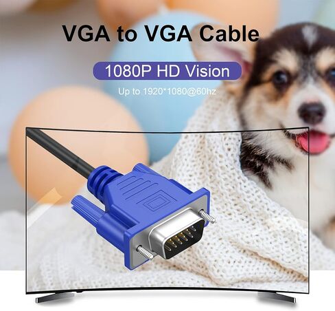 كابل VGA 5 حزم، كابل شاشة VGA إلى VGA بطول 3 أقدام 1080P Full HD 15pin ذكر إلى ذكر سلك فيديو لشاشة الكمبيوتر وأجهزة الكمبيوتر المحمولة وأجهزة العرض التلفزيونية والمزيد in Kuwait