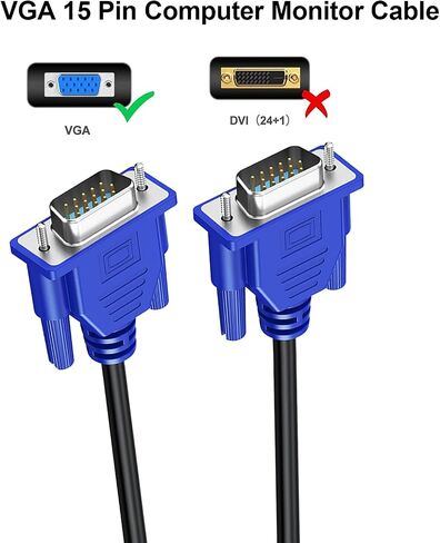 كابل VGA 5 حزم، كابل شاشة VGA إلى VGA بطول 3 أقدام 1080P Full HD 15pin ذكر إلى ذكر سلك فيديو لشاشة الكمبيوتر وأجهزة الكمبيوتر المحمولة وأجهزة العرض التلفزيونية والمزيد in Kuwait