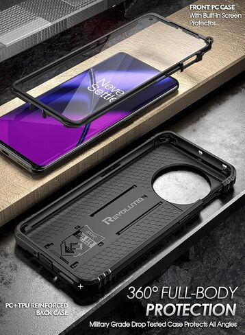 حافظة ثورة شعرية لهاتف OnePlus 11 5G 6.7 بوصة (2023)، [تم اختبار السقوط بدرجة ميل 20 قدمًا]، غطاء واقٍ متين بطبقة مزدوجة مقاوم للصدمات مع مسند وواقي مدمج للشاشة، أسود in Kuwait