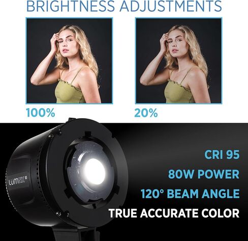 Fovitec LümNX 80W COB 2-Light Softbox Kit، إضاءة LED مستمرة مع لون متوازن لضوء النهار 5600K، CRI 95+ مع موزع وحقيبة حمل لإضاءة الفيديو in Kuwait